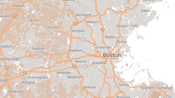 Boston service area map