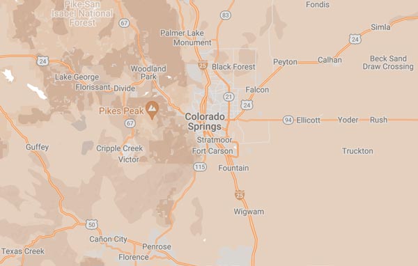 Colorado Springs service area map