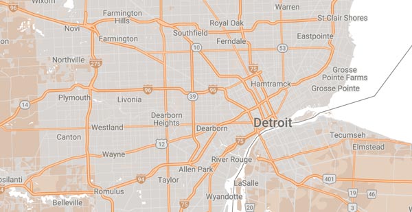 Detroit service area map