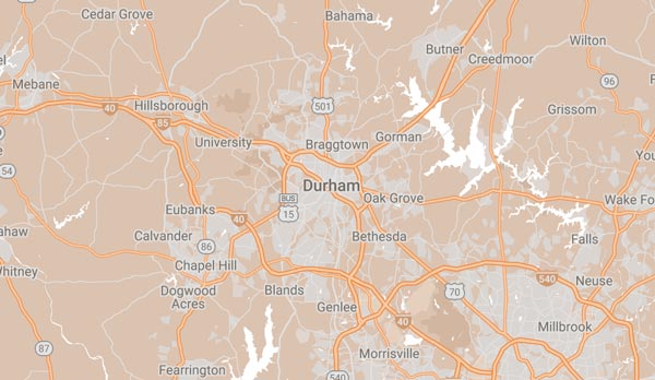 Durham service area map