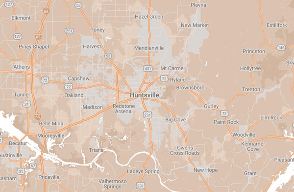 Huntsville service area map