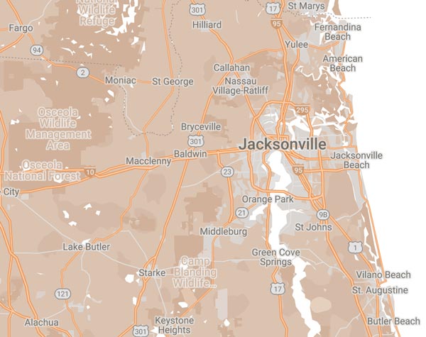Jacksonville service area map