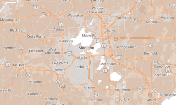 Madison service area map
