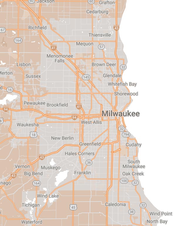 Milwaukee service area map