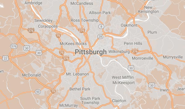 Pittsburgh service area map