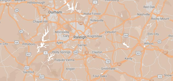 Raleigh service area map