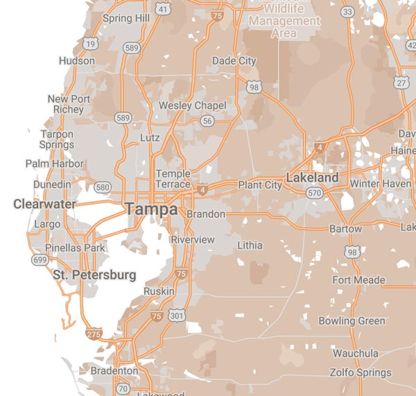 Tampa service area map